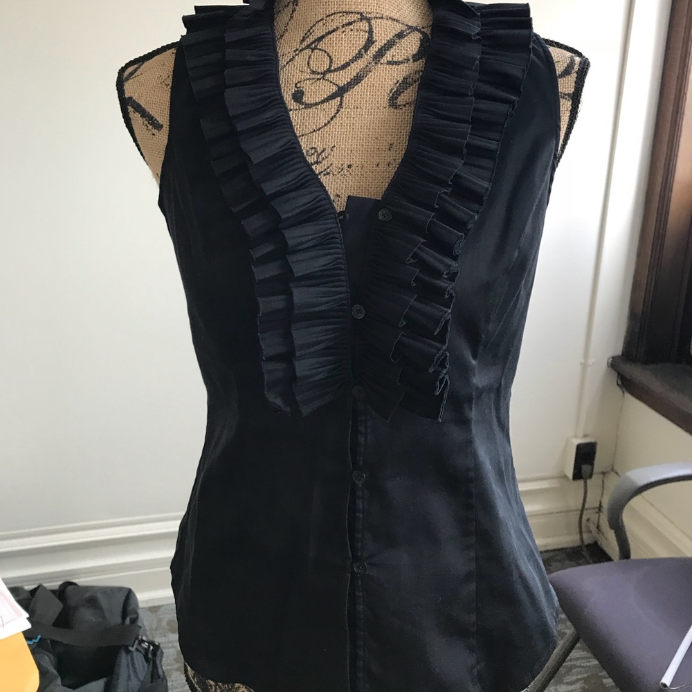 White House Black market sleeveless ruffled top